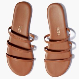 Tkees Womens Emma Leather Strappy Slide Sandals Tan Sz. 8 Arch Support